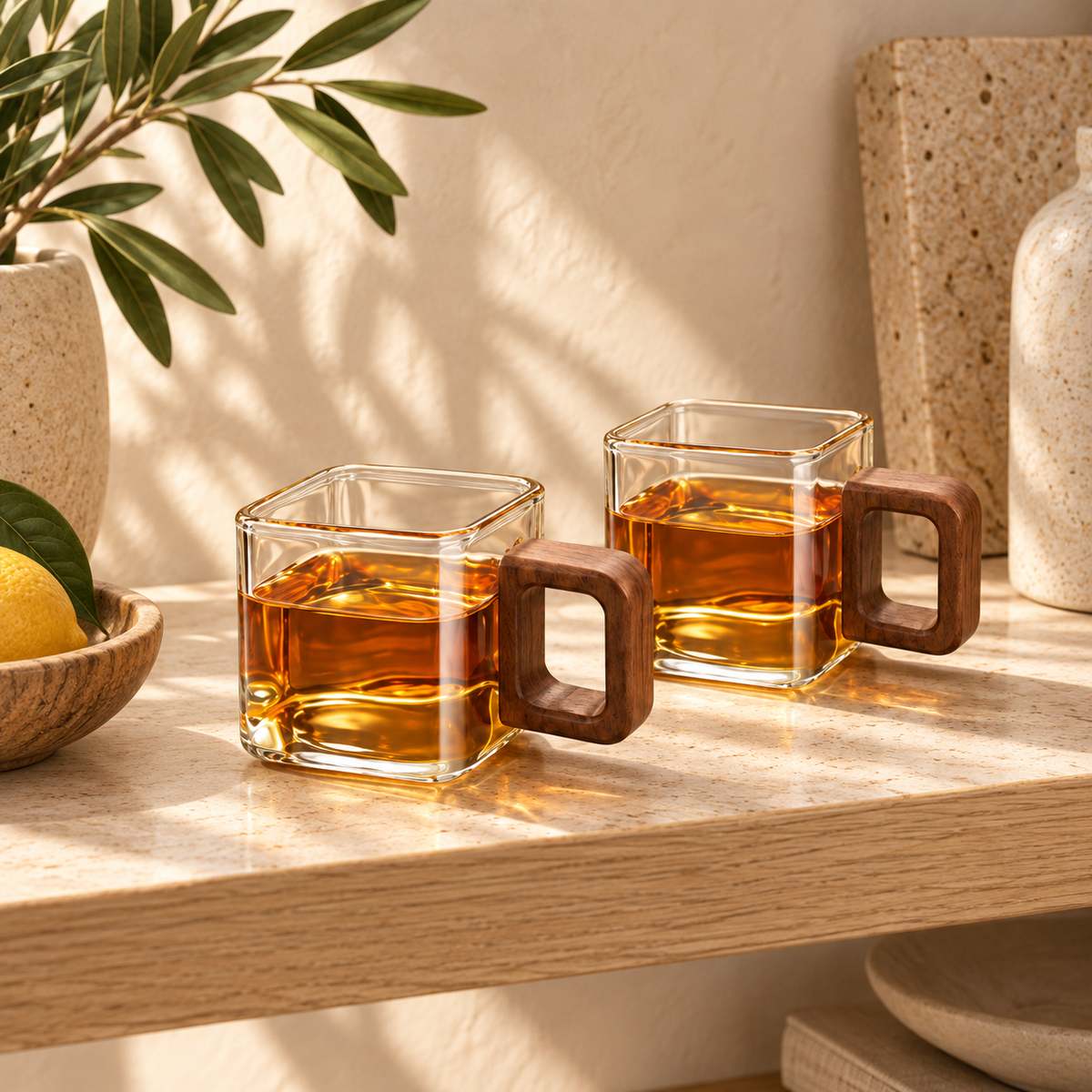 Fuster Walnut Glasses — Set of Two