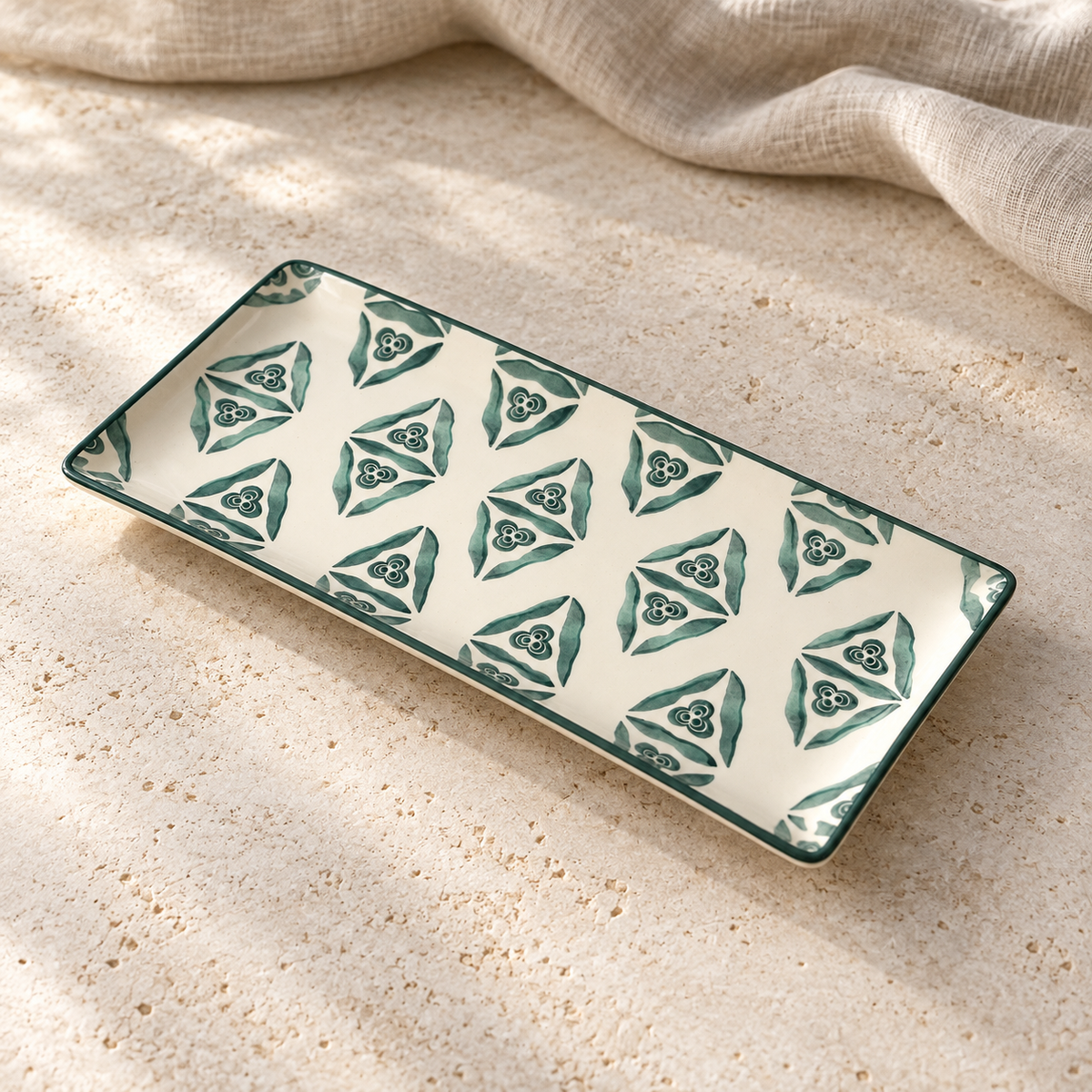 Green Botanical Ceramic Tray