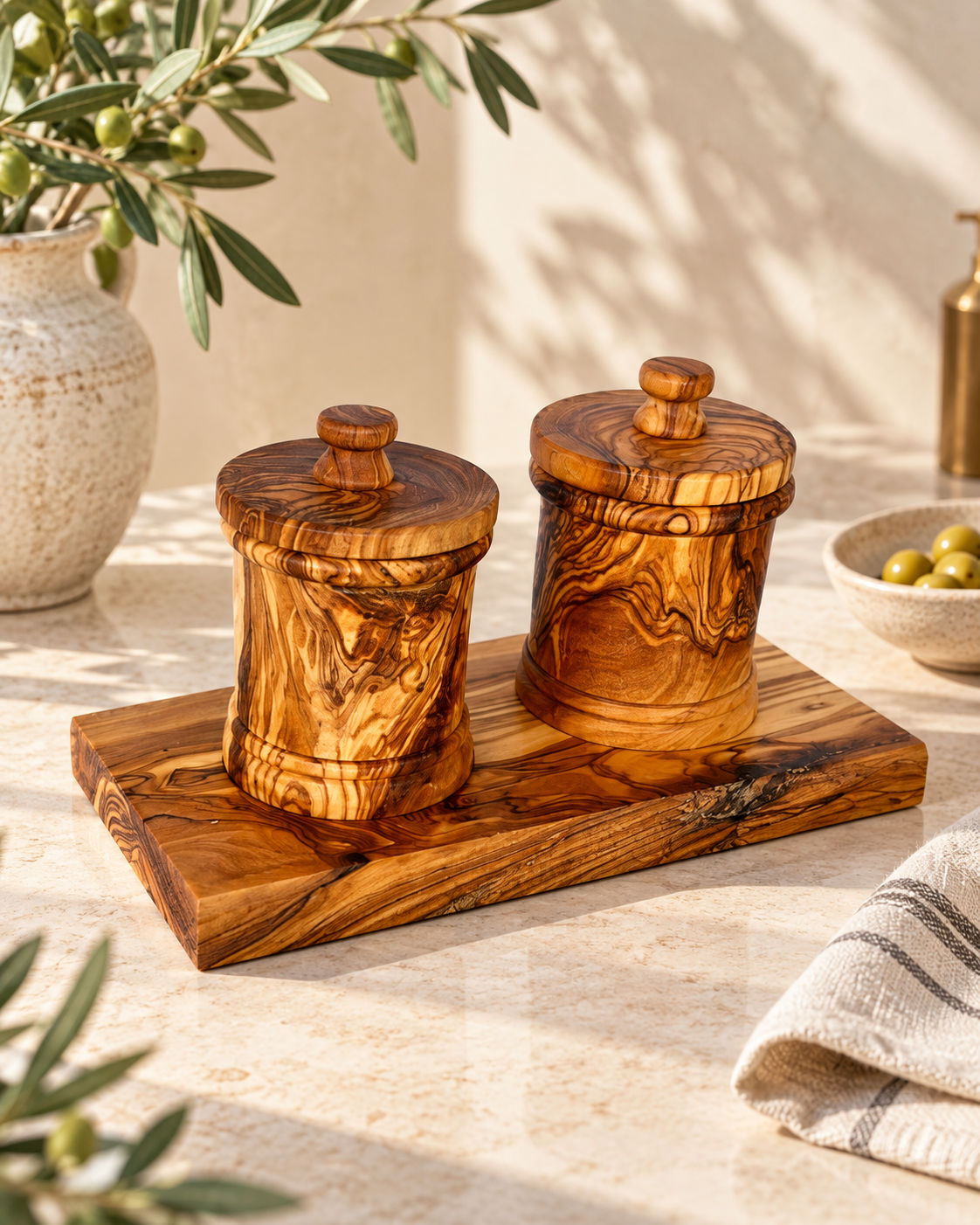 Pantani Olive Wood Canister Set