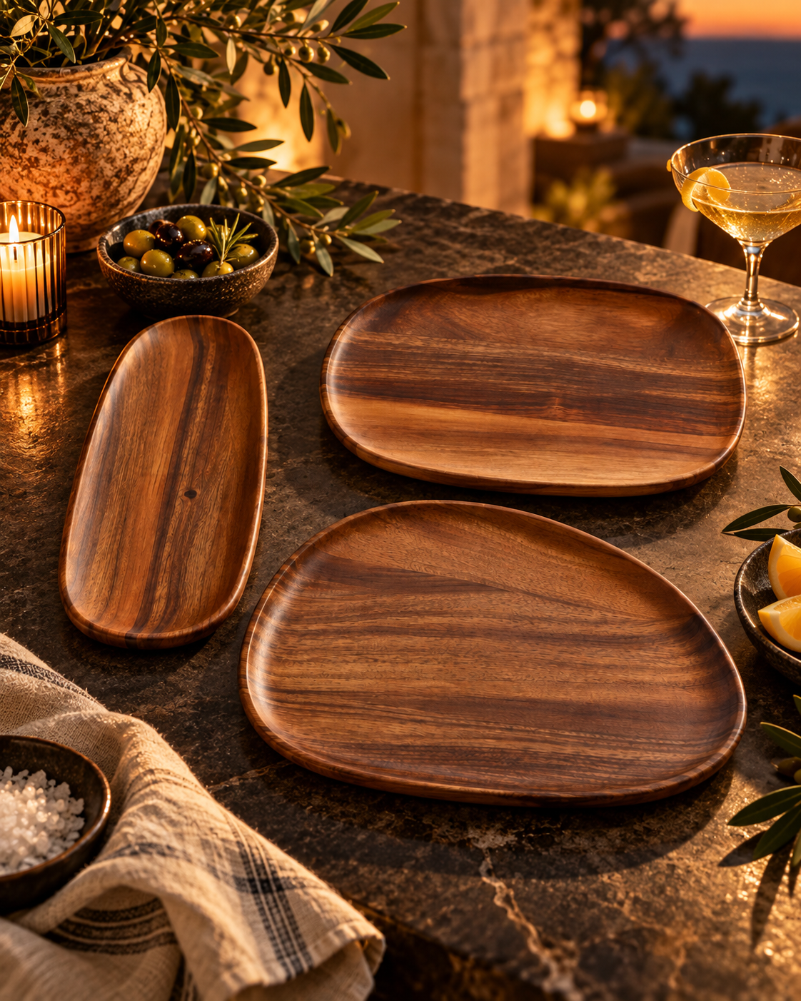 Matera Black Walnut Serving Trays
