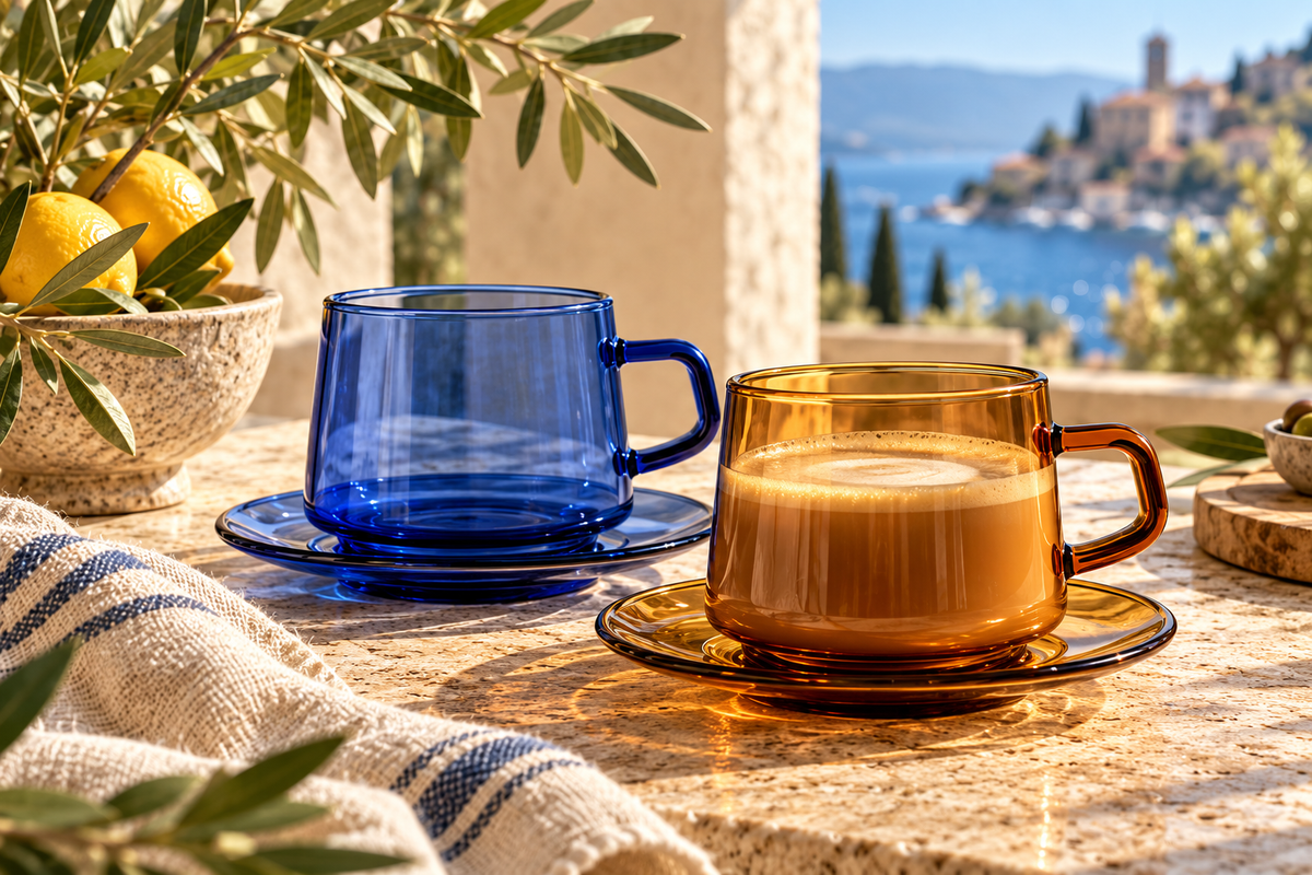 Volterra Glass Cup & Saucer