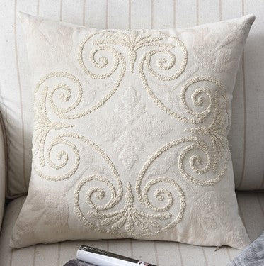 Contessa Embroidered Linen Pillow Cover