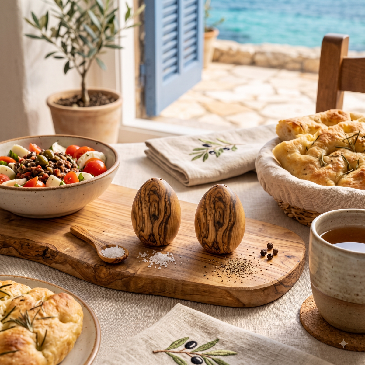Mediterranean Olive Wood Salt & Pepper Shakers