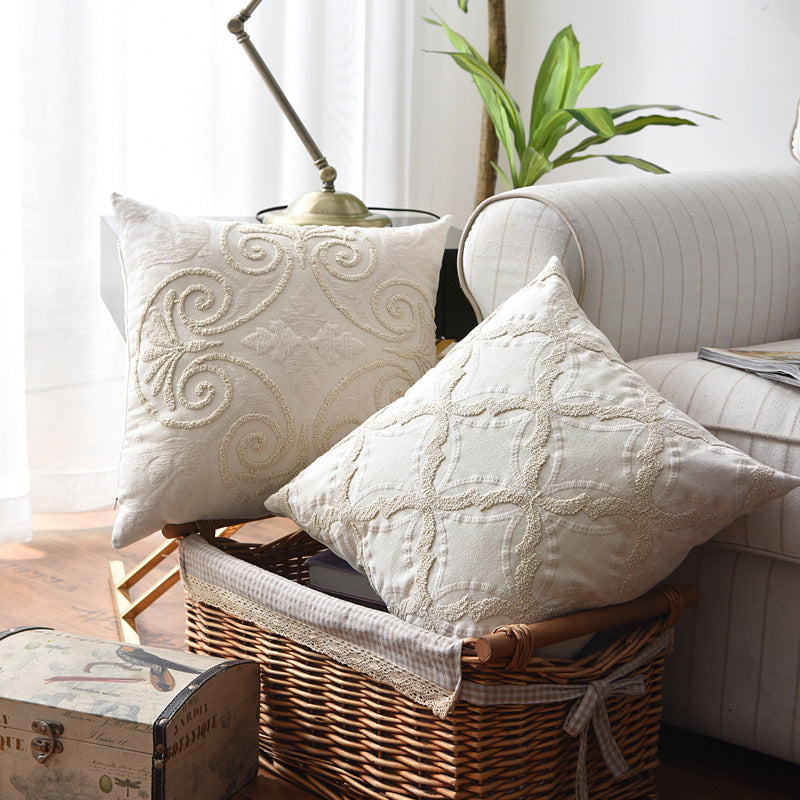 Contessa Embroidered Linen Pillow Cover