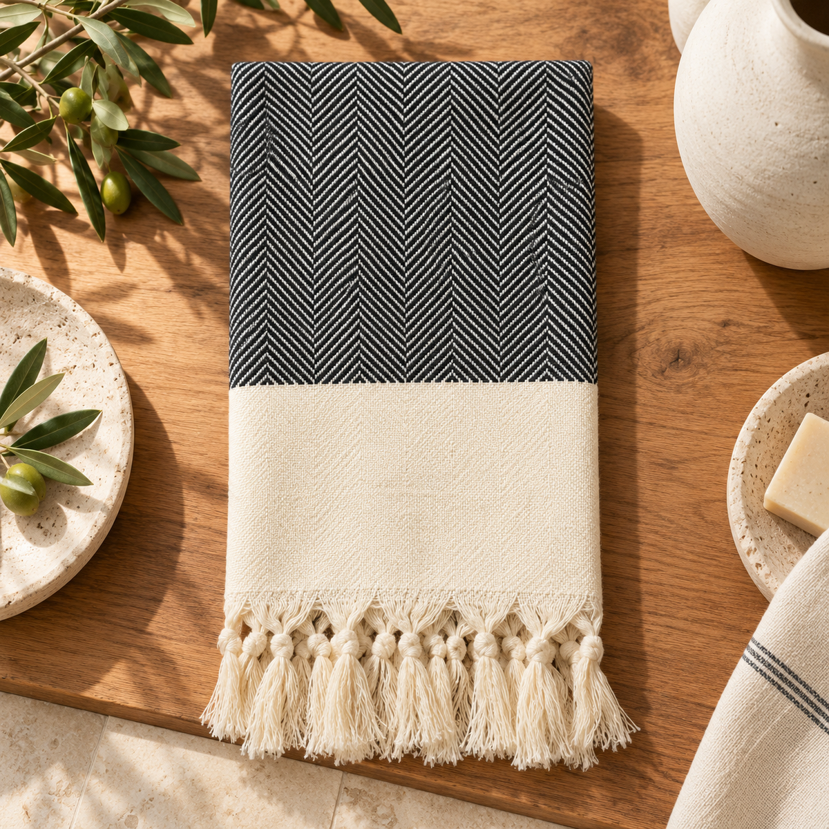 Aegean Herringbone Hand Towel