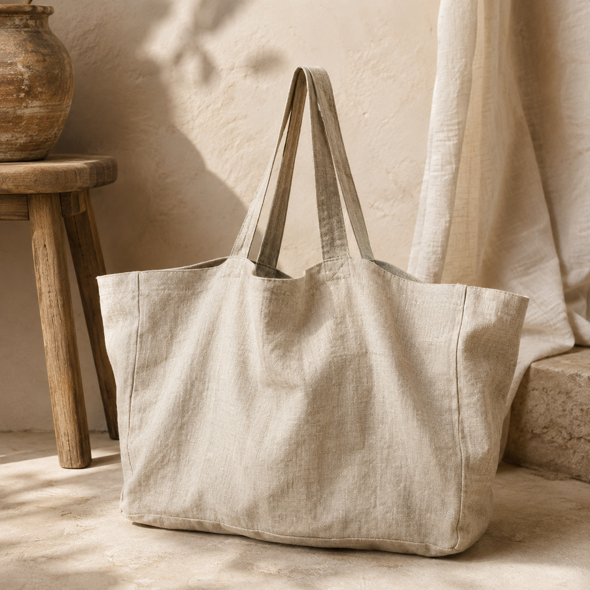 Oversized Linen Carryall