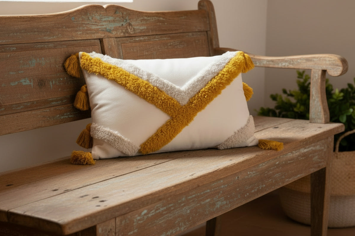 Textured Tassel Pillow Cover