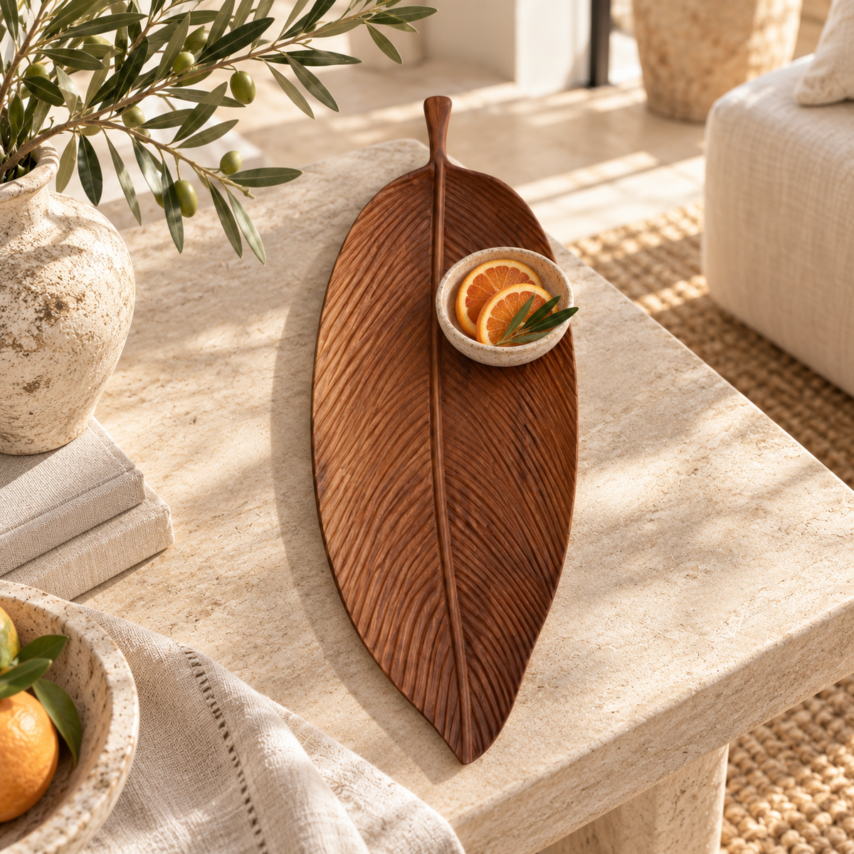 Lauro Walnut Leaf Tray