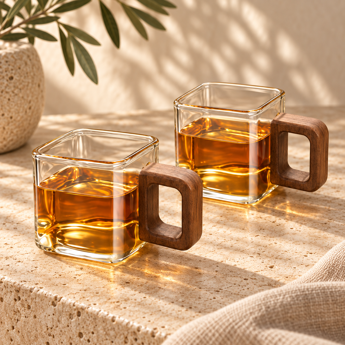 Fuster Walnut Glasses — Set of Two