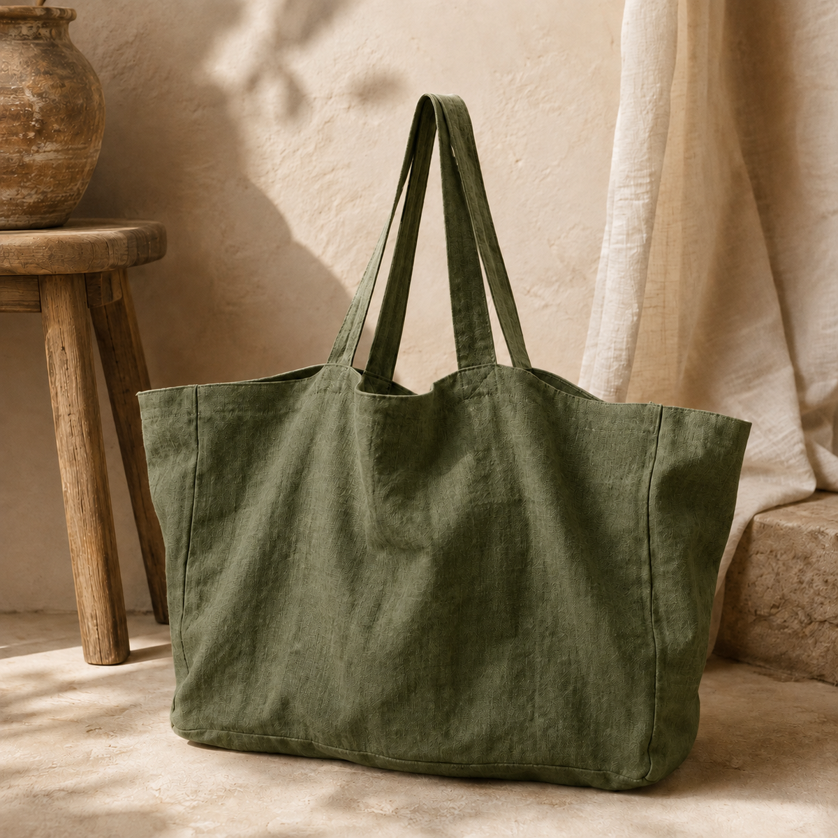 Oversized Linen Carryall