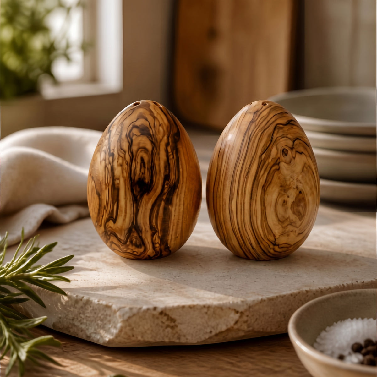 Mediterranean Olive Wood Salt &amp; Pepper Shakers