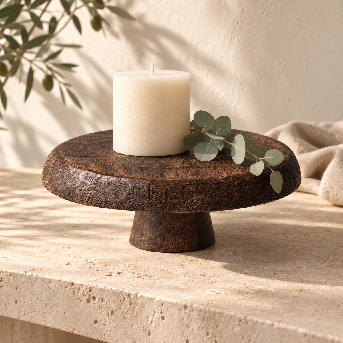 Alto Textured Wood Pedestal
