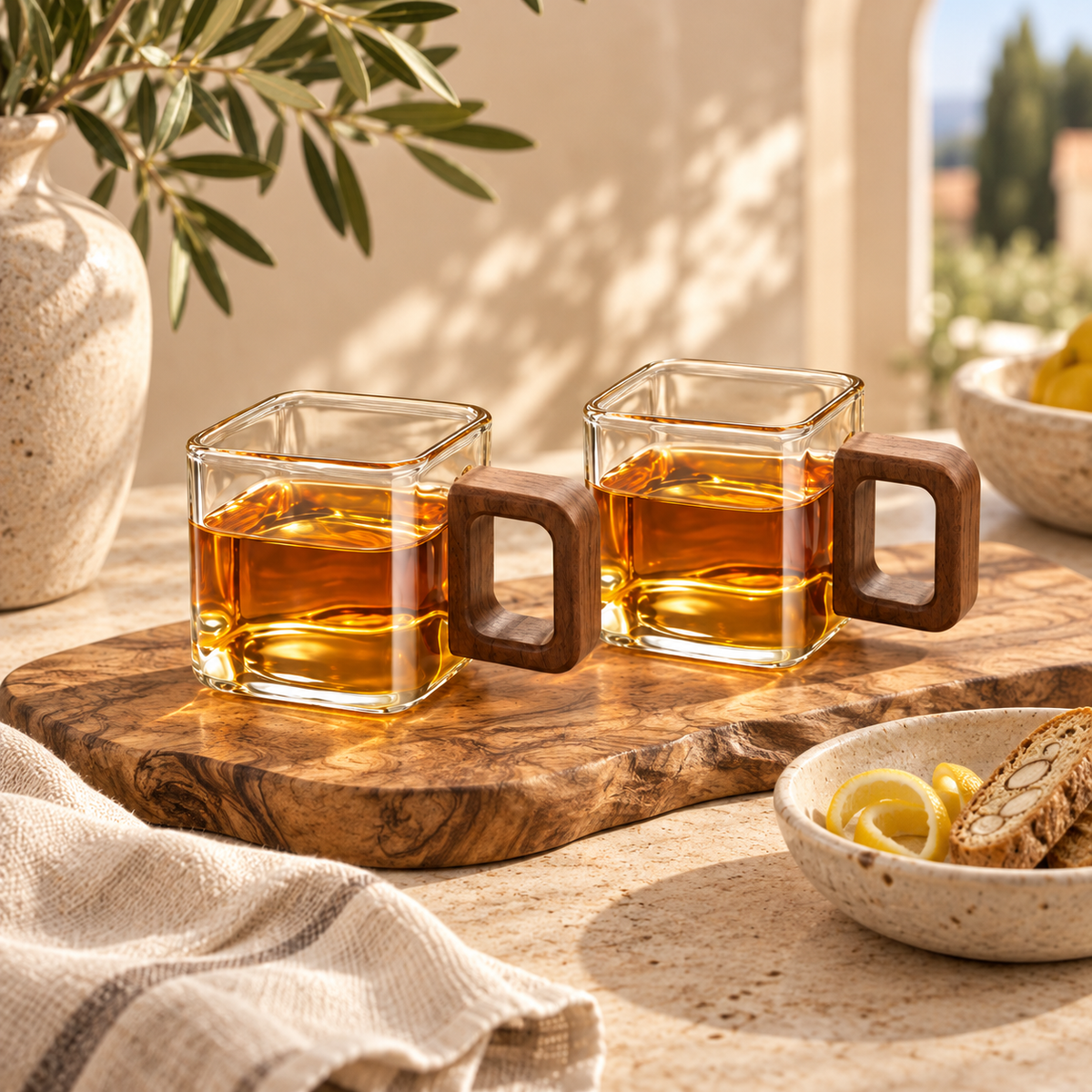 Fuster Walnut Glasses — Set of Two