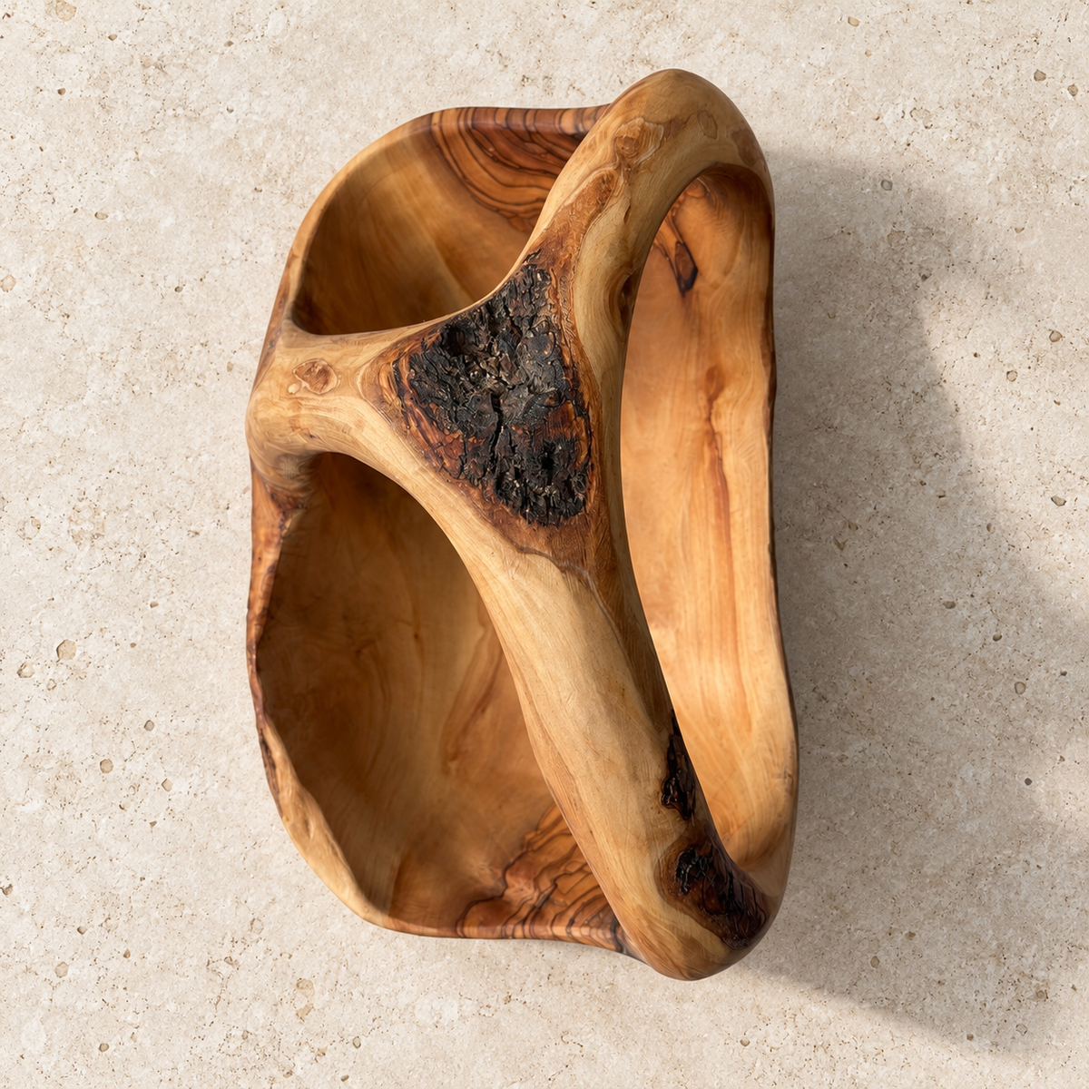 Bifora Sculptural Olivewood Basket