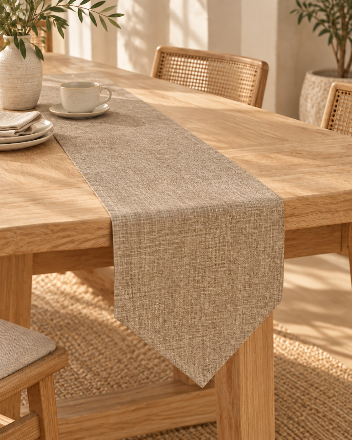 Solid Color Linen Table Runner - Modern Rectangular Design