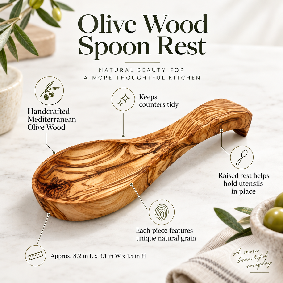 Olive Wood Spoon Rest