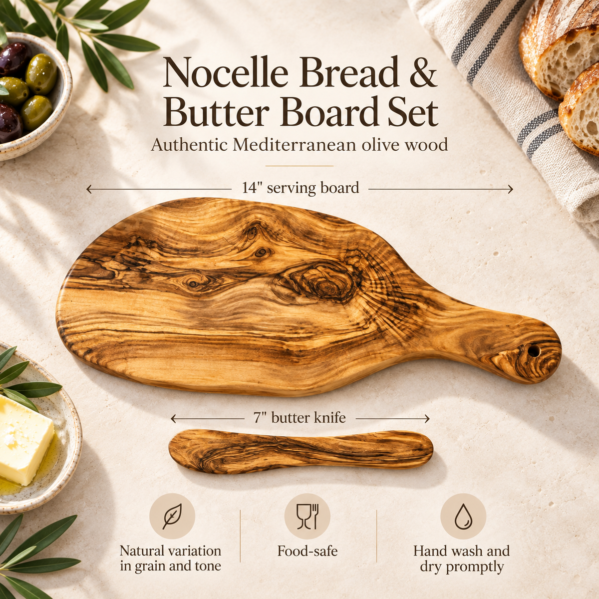 Nocelle Bread & Butter Board Set