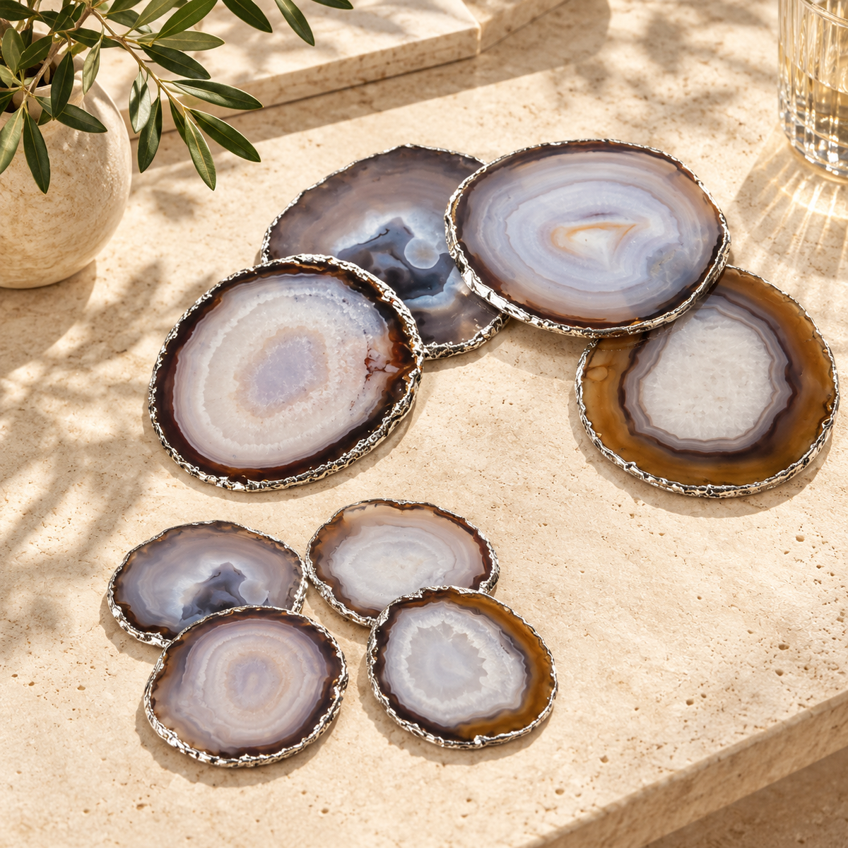 Arezzo Agate Coasters — Set of 4