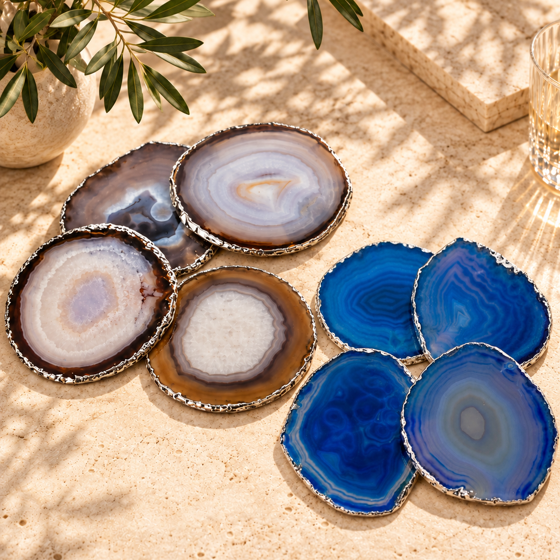 Arezzo Agate Coasters — Set of 4