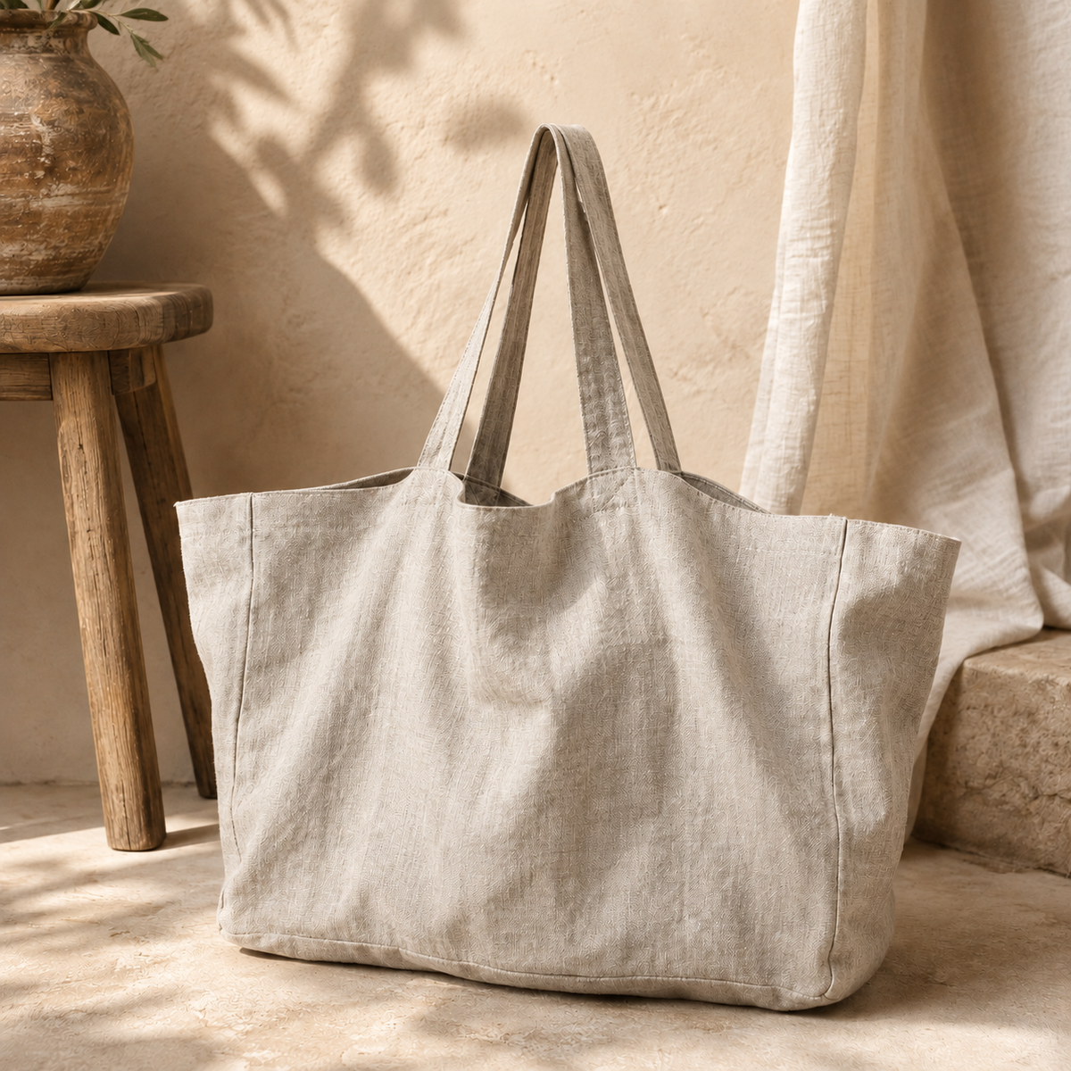 Oversized Linen Carryall