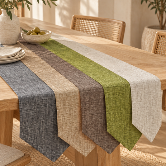 Solid Color Linen Table Runner - Modern Rectangular Design