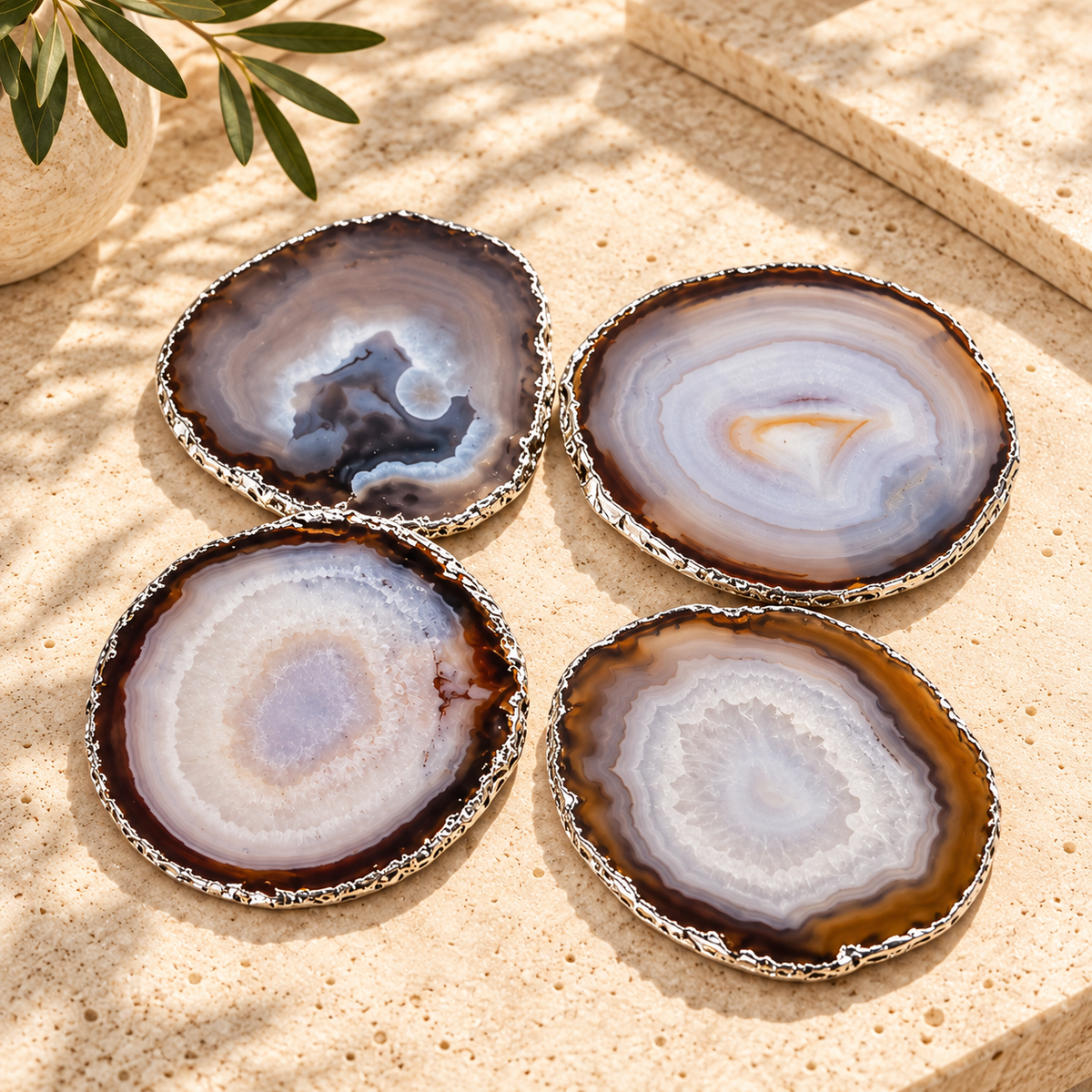 Arezzo Agate Coasters — Set of 4