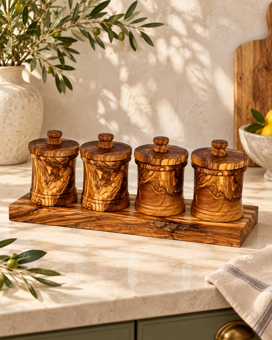 Pantani Olive Wood Canister Set