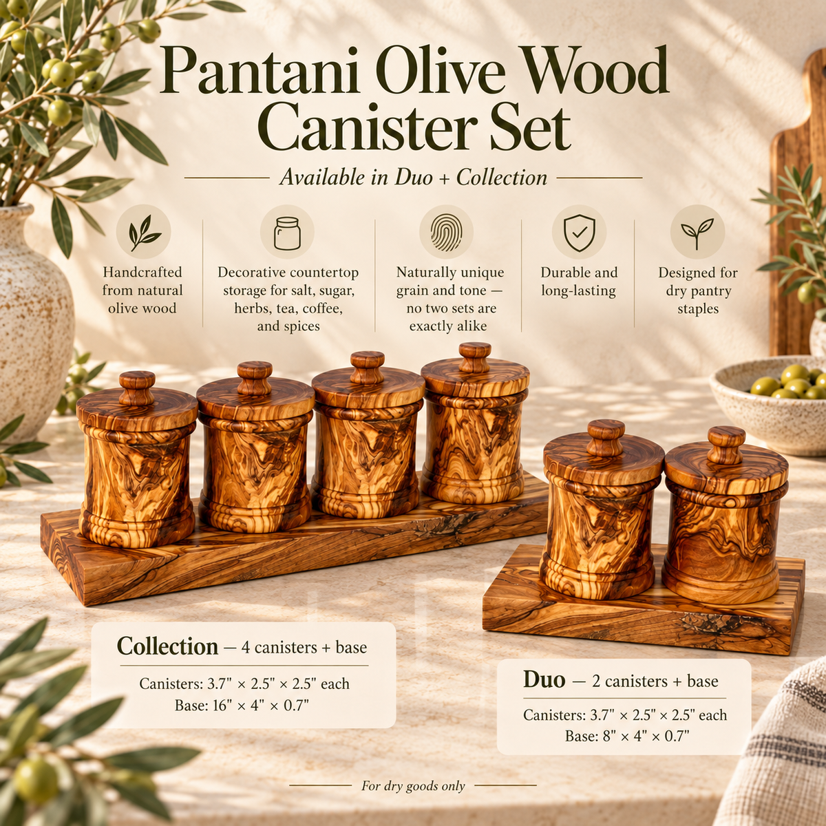 Pantani Olive Wood Canister Set