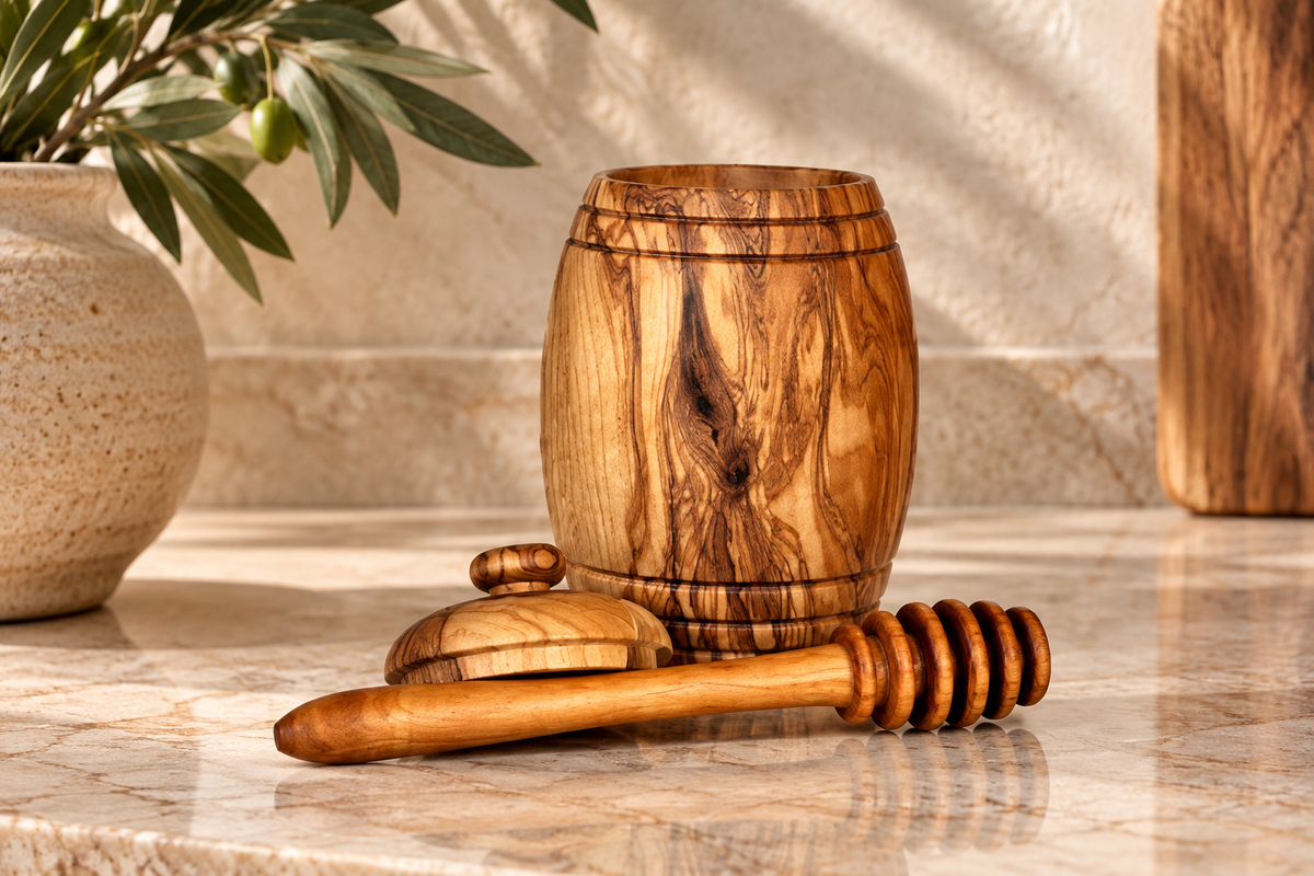Miele Olive Wood Honey Pot
