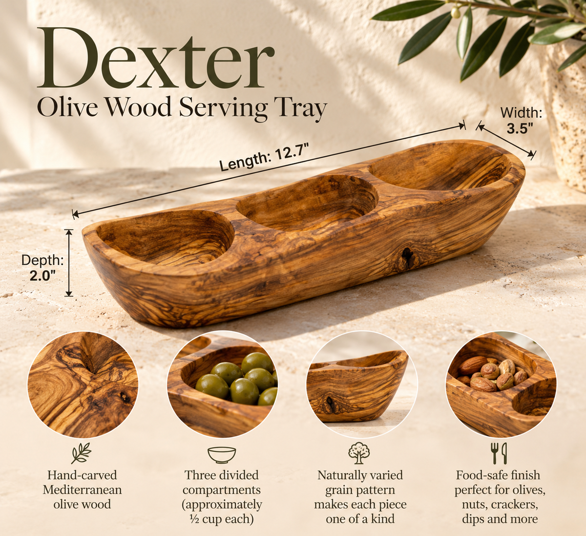 Dexter Olive Wood Serving Tray