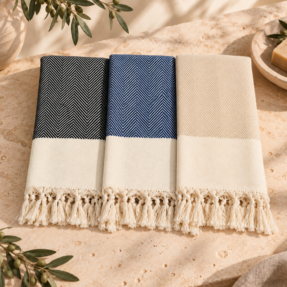Aegean Herringbone Hand Towel
