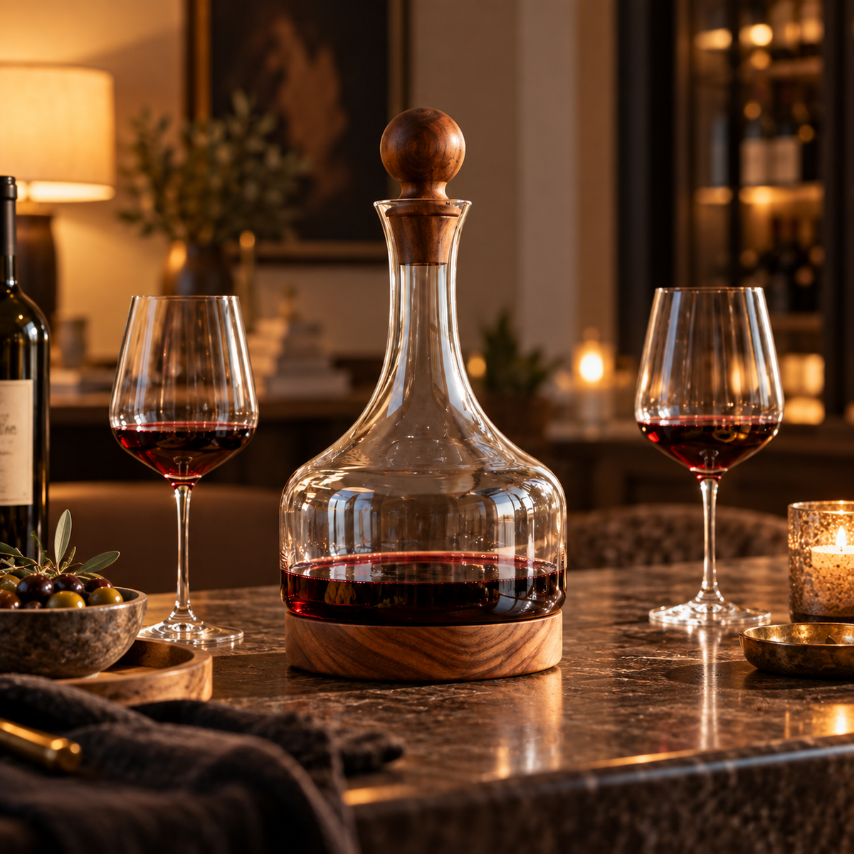 Magnino Crystal & Acacia Decanter