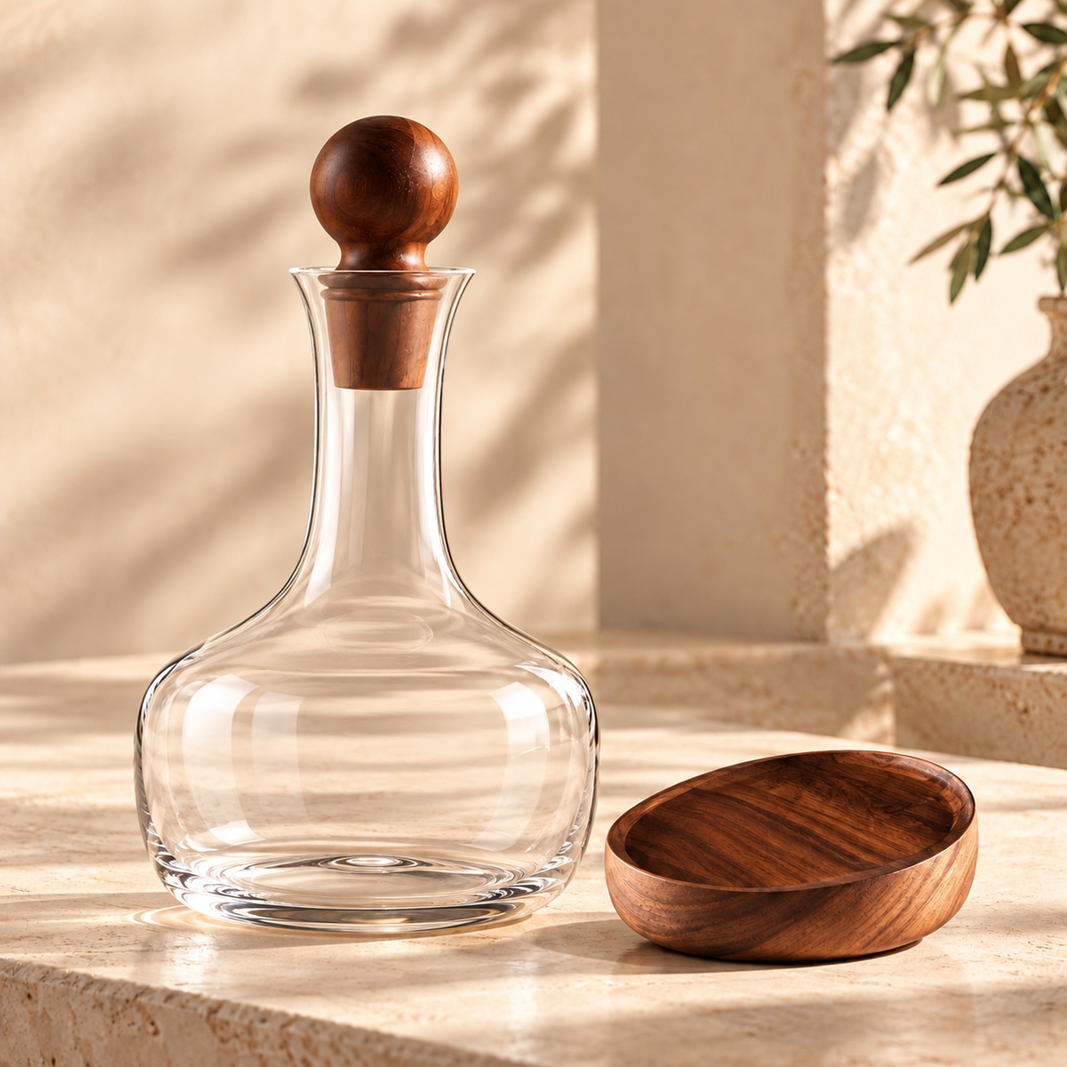 Magnino Crystal & Acacia Decanter