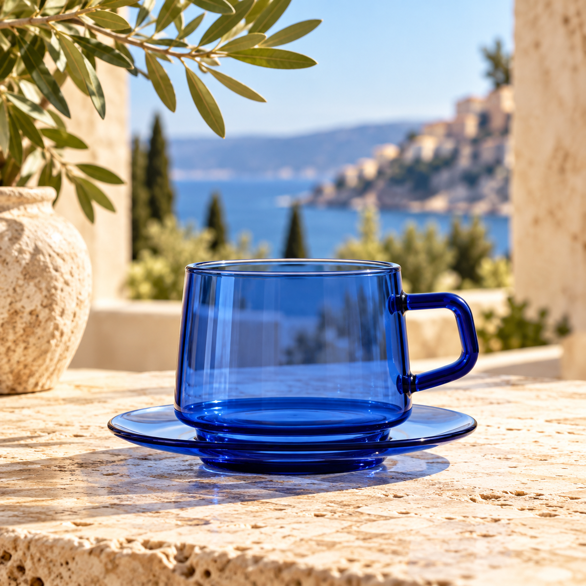 Volterra Glass Cup & Saucer