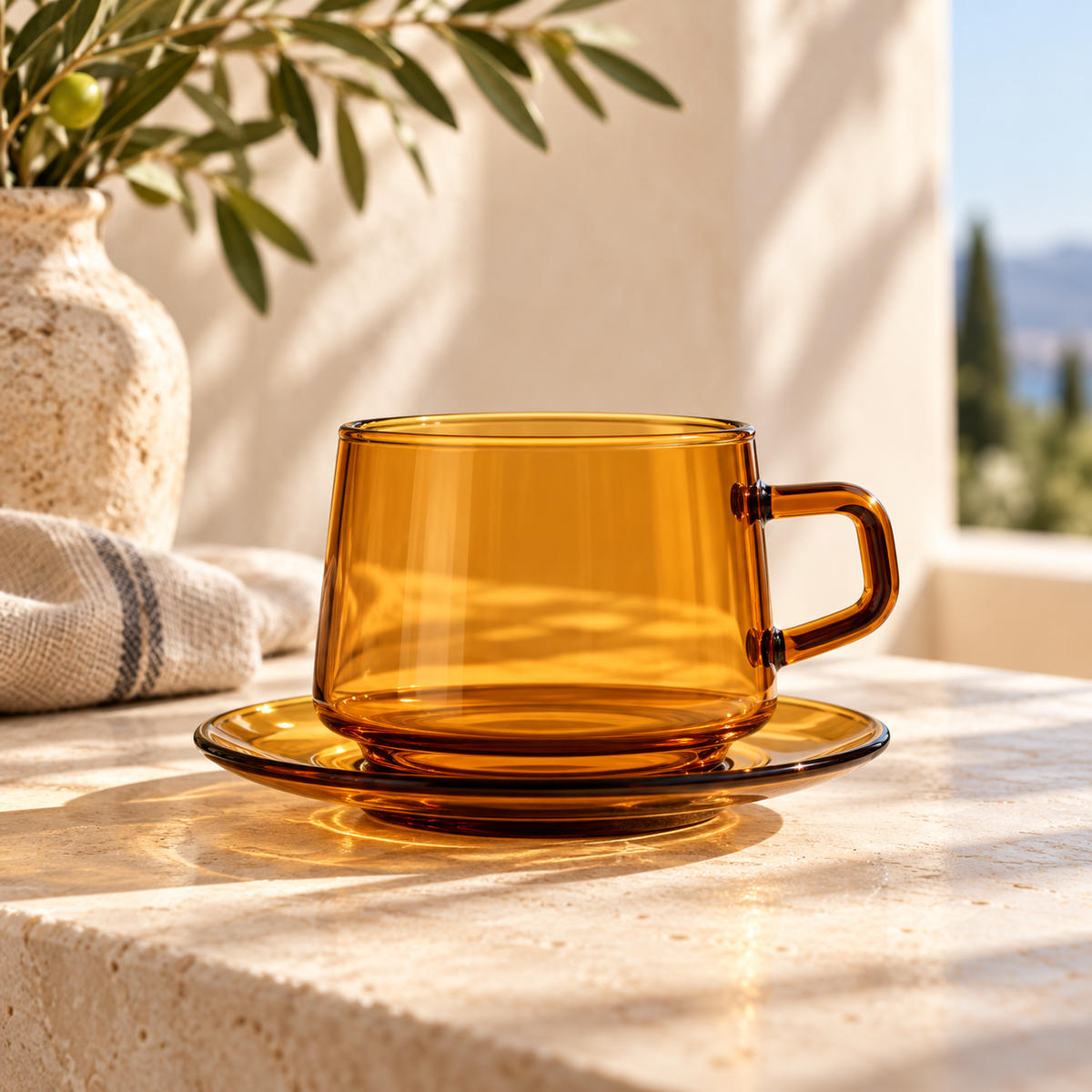 Volterra Glass Cup & Saucer