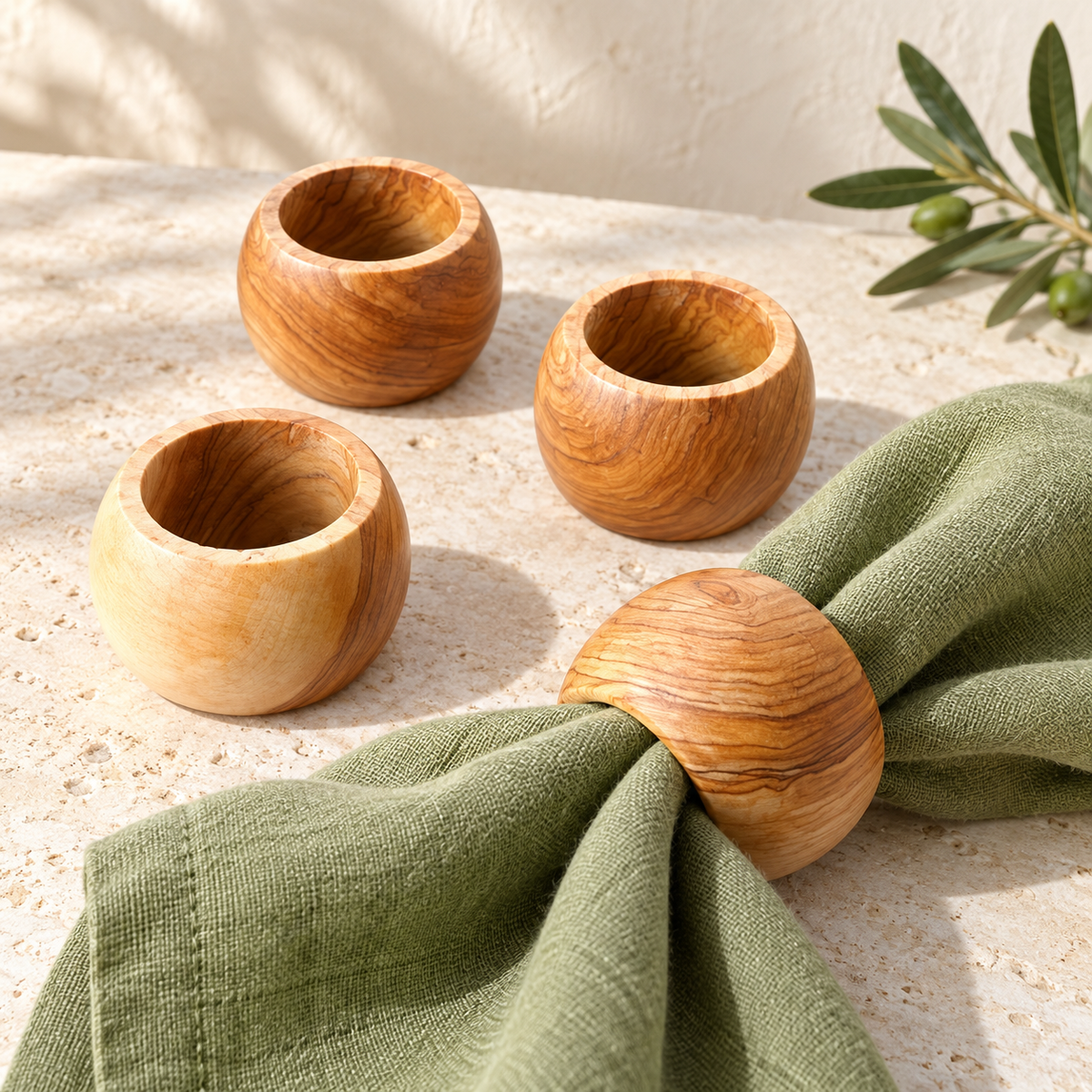 Olive Wood Napkin Rings