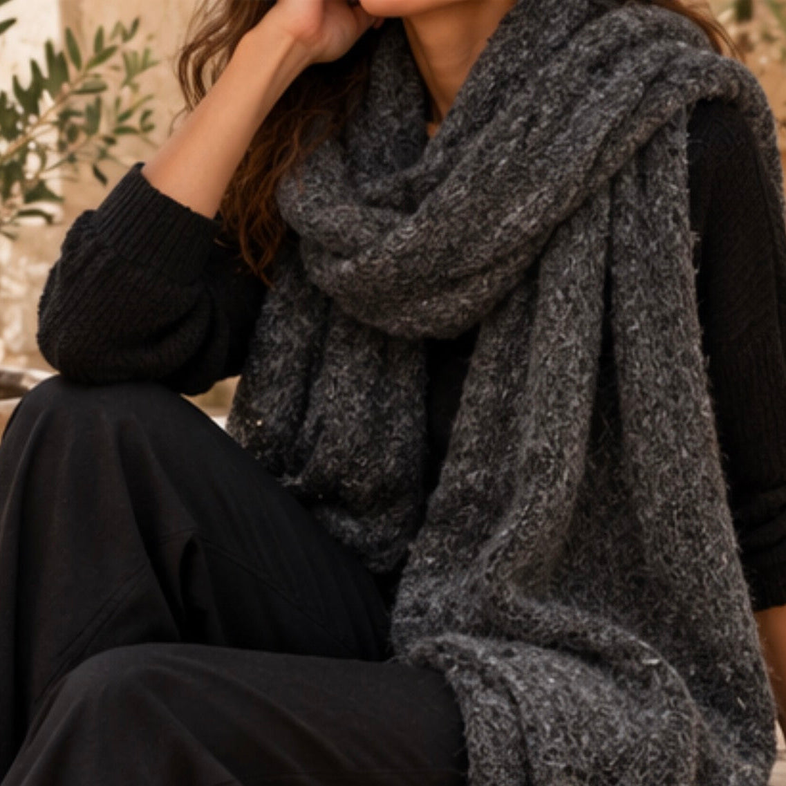 Maras Alpaca Scarf - Charcoal